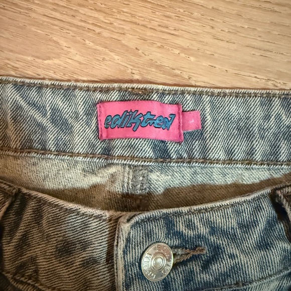 Edikted Light Blue Wide Leg Jeans - Picture 2 of 3